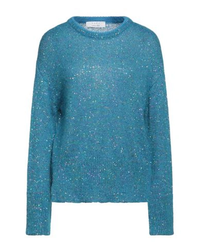 Shop Kaos Woman Sweater Azure Size L Polyester, Polyamide, Mohair Wool, Alpaca Wool In Blue
