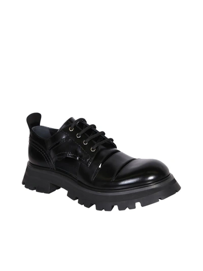 Alexander Mcqueen Cut-out Leather Oxford Shoes In Black