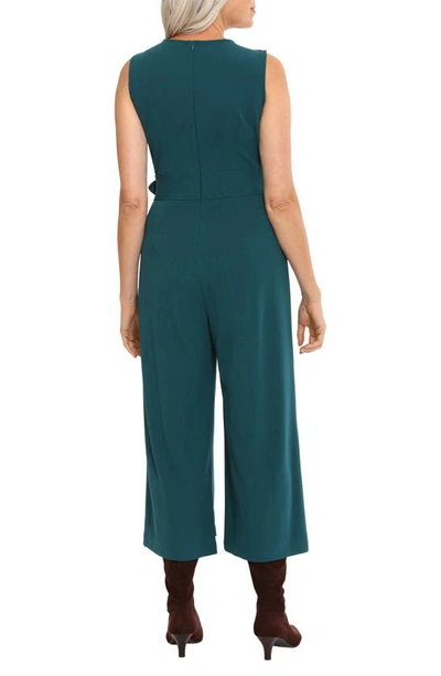 Shop London Times Jewel Neck Belted Jumpsuit In Deep Teal