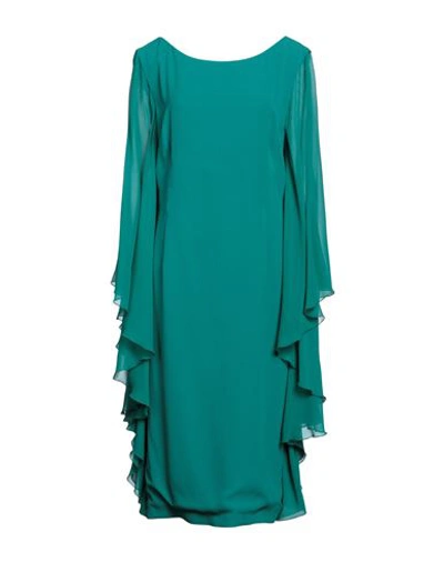 Botondi Milano Woman Midi Dress Emerald Green Size 14 Silk In Green