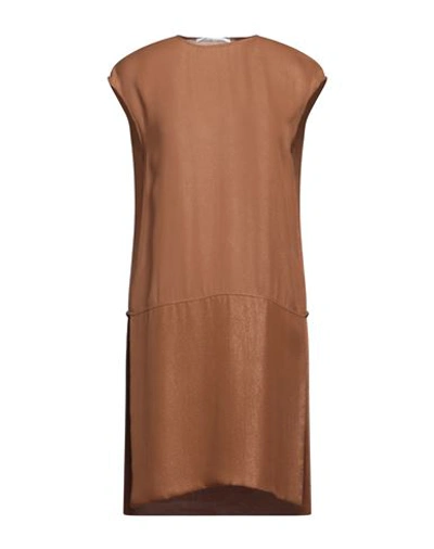 Shop Agnona Woman Top Brown Size 8 Silk