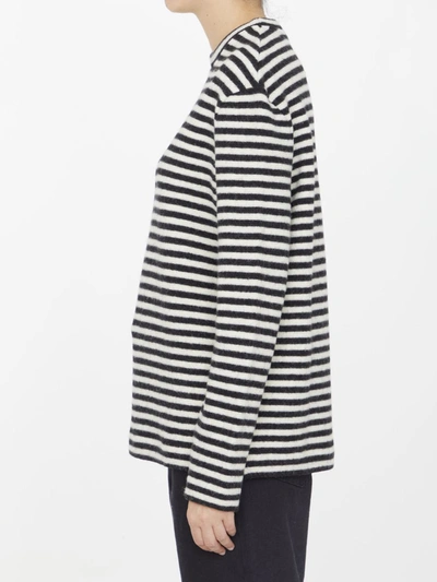 Shop Jil Sander Striped Wool Jumper In White