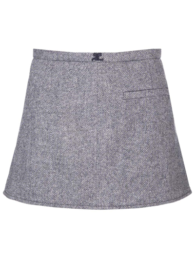 Shop Courrèges Caviar A-line Mini Skirt In Grey