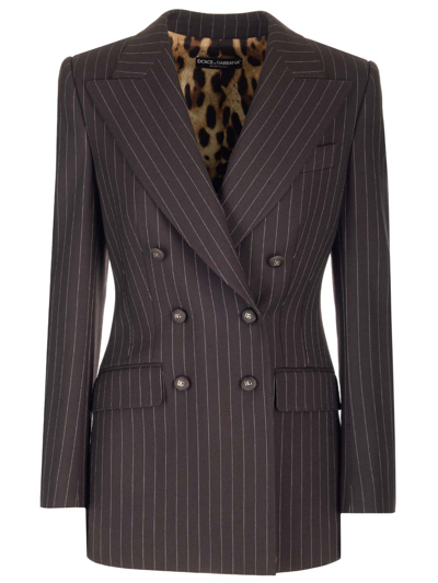 Shop Dolce & Gabbana Double-breasted Blazer In Brown
