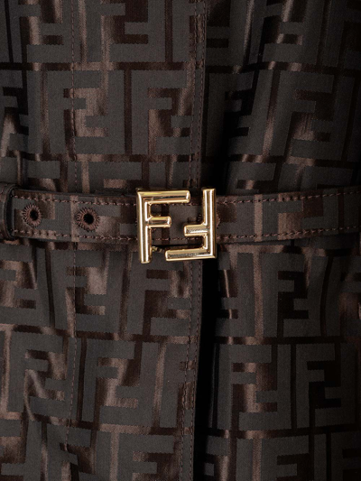 Shop Fendi Monogram Jacquard Trench Coat In Brown