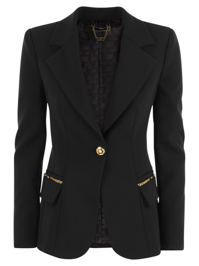 Shop Elisabetta Franchi Crepe Jacket In Black