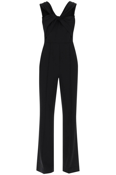 Shop Roland Mouret Jumpsuit With Twisted Neckline In Black (black)