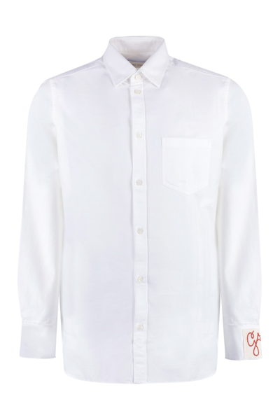 Shop Golden Goose Long Sleeve Cotton Shirt In White