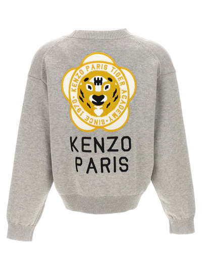 Shop Kenzo Tiger Academy Cardigan In Gray