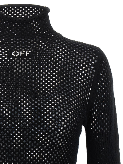 Shop Off-white Openwork Logo Sweater In Black