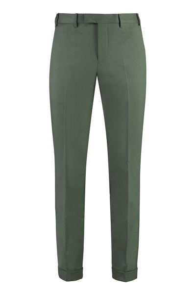Shop Pt01 Virgin Wool Trousers In Green