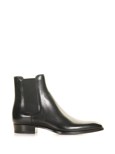 Shop Saint Laurent Leather Chelsea Boot In Nero