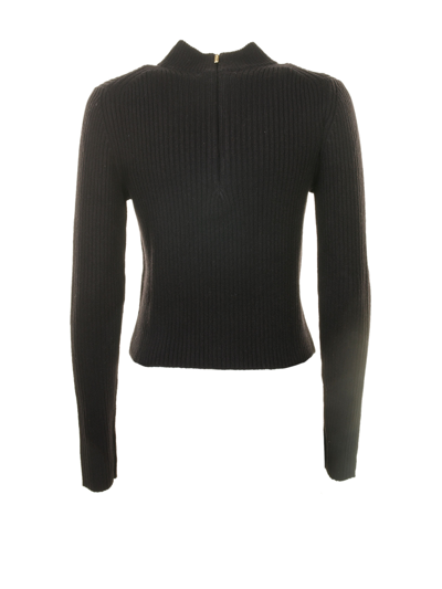 Shop Michael Kors Wool Sweater With Logo Plaque In Black