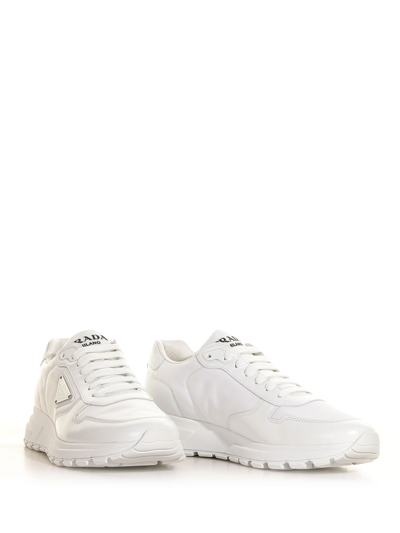 Shop Prada Prax Sneakers In Re-nylon And Leather In Bianco