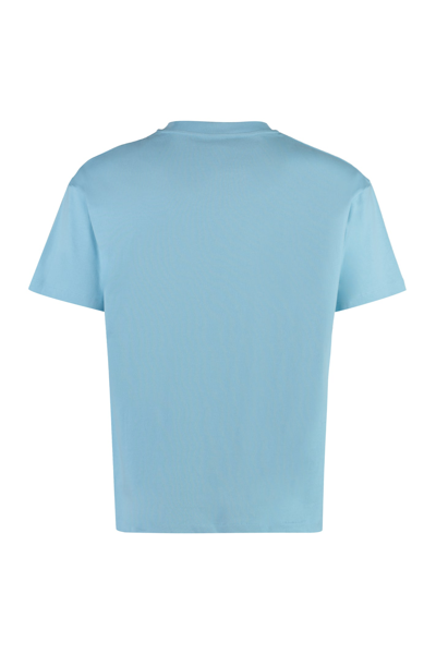 Shop Mcm Printed Cotton T-shirt In Light Blue