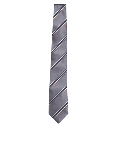 Shop Brunello Cucinelli Dark Grey/ Multicolor Silk Tie