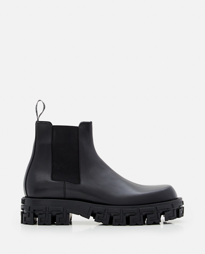 Shop Versace Booties Calf Leather In Black