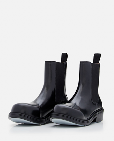 Shop Bottega Veneta Ankle Boot Leather Gloss Vinyl In Black