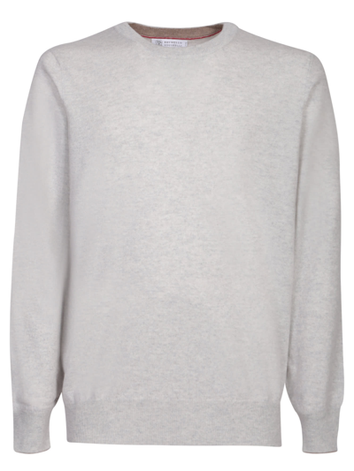 Shop Brunello Cucinelli Cashmere Light Grey Sweater