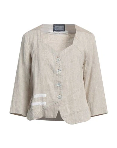 Elisa Cavaletti By Daniela Dallavalle Woman Blazer Beige Size 8 Linen, Rayon, Polyurethane In Beige