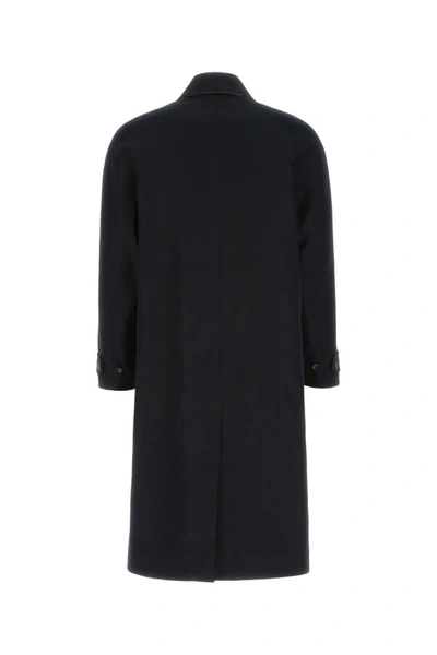 Shop Gucci Man Dark Blue Polyester Trench Coat