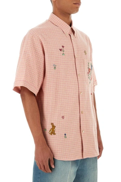 Shop Gucci Man Embroidered Cotton Shirt In Multicolor