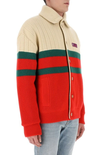 Shop Gucci Man Multicolor Wool Padded Cardigan