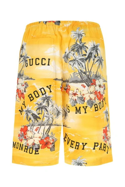 Shop Gucci Man Printed Poplin Bermuda Shorts In Multicolor