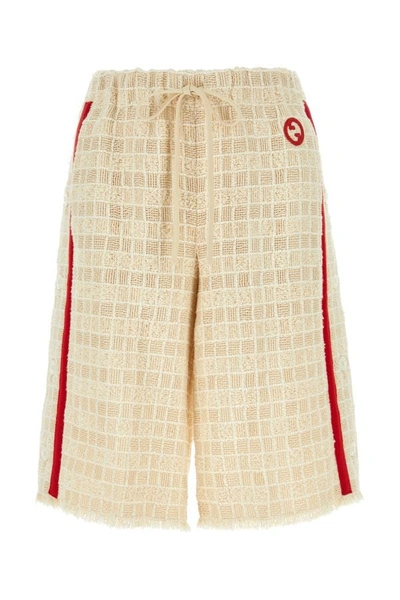 Shop Gucci Woman Sand Tweed Bermuda Shorts In Brown