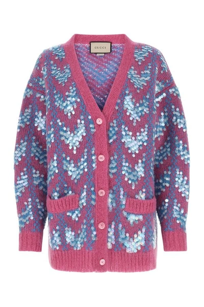 Shop Gucci Woman Two-tone Mohair Blend Oversize Cardigan In Multicolor