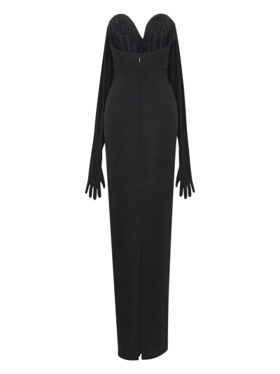 Shop Saint Laurent Strapless Glove-sleeve Maxi Dress In Schwarz