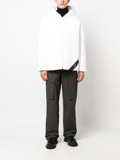 Prada Logo-print Hooded Down Jacket In Weiss
