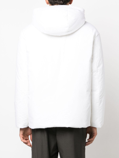 Prada Logo-print Hooded Down Jacket In Weiss