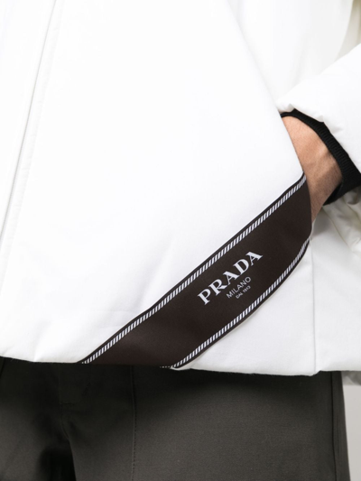 Prada Logo-print Hooded Down Jacket In Weiss
