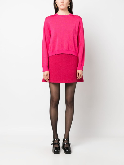 Moschino Logo-jacquard Wool Jumper In Rosa