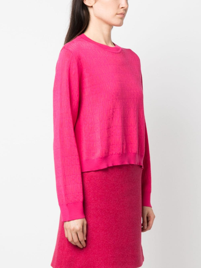 Moschino Logo-jacquard Wool Jumper In Rosa
