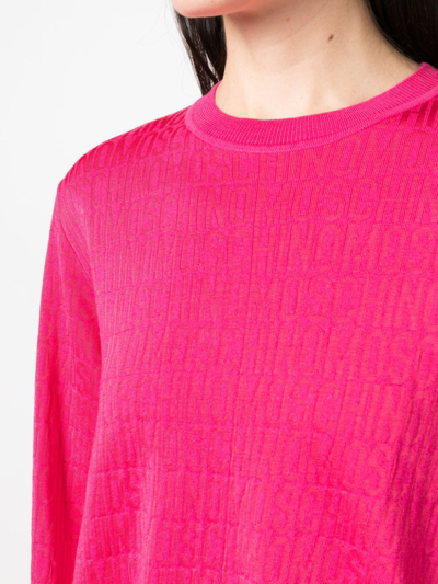 Moschino Logo-jacquard Wool Jumper In Rosa