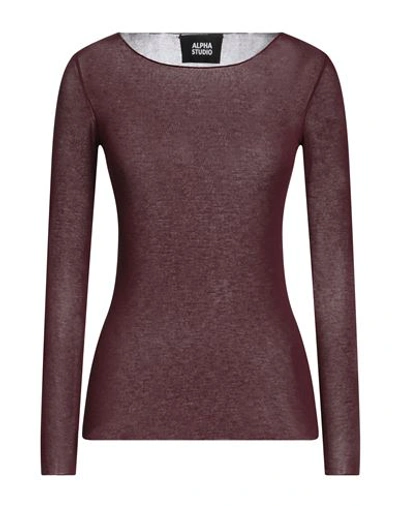 Shop Alpha Studio Woman T-shirt Deep Purple Size 6 Viscose, Polyamide, Cashmere, Elastane