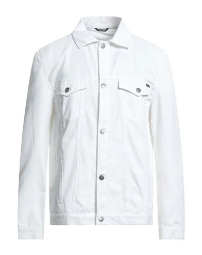 Shop Daniele Alessandrini Man Denim Outerwear White Size 44 Polyester, Cotton