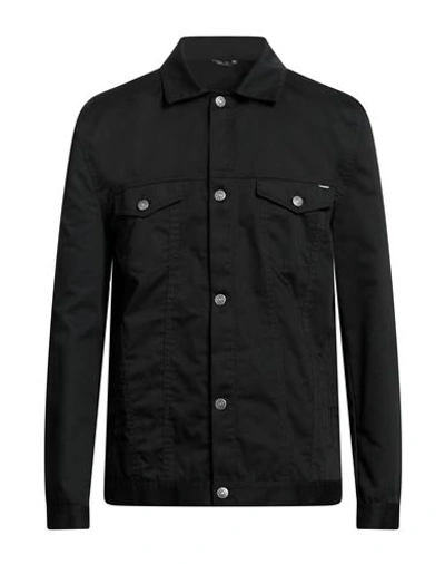 Shop Daniele Alessandrini Man Denim Outerwear Black Size 46 Polyester, Cotton