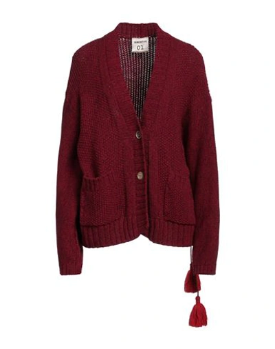 Shop Semicouture Woman Cardigan Garnet Size Xs Wool, Polyamide In Red