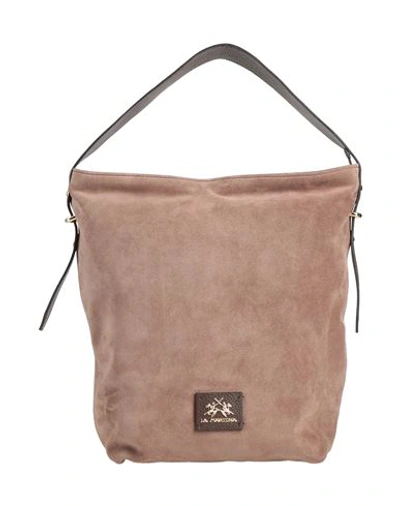 Shop La Martina Woman Handbag Khaki Size - Calfskin In Beige