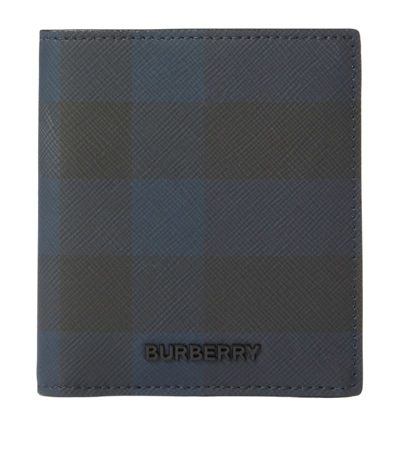 Shop Burberry Check Folding Card Holder In Blue