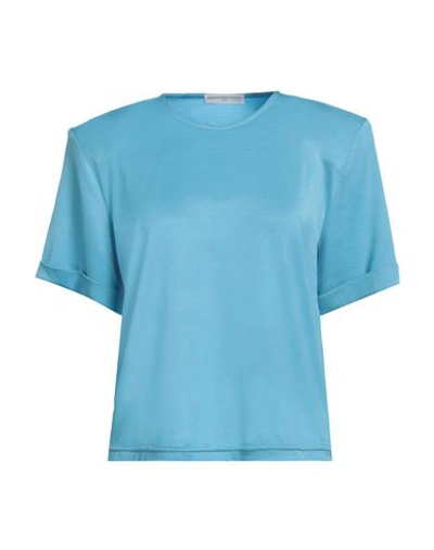 Shop Maria Vittoria Paolillo Mvp Woman T-shirt Azure Size 6 Acetate, Elastane In Blue