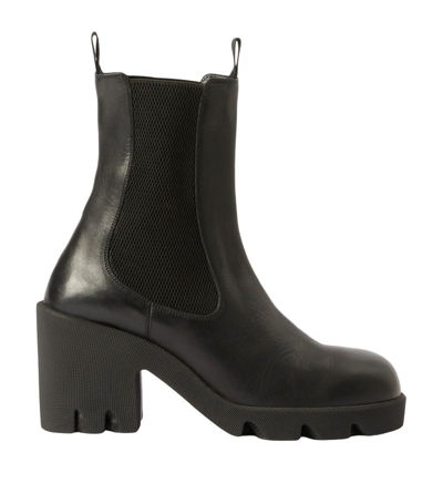 Shop Burberry Leather Stride Ankle Boots 85 In Black