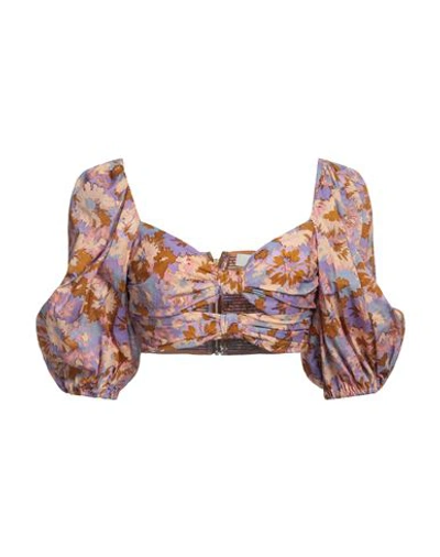 Zimmermann Violet Twist Front Bodice Top In Purple