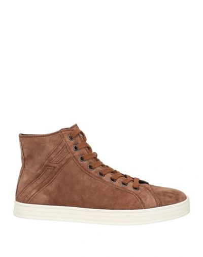 Shop Hogan Rebel Man Sneakers Brown Size 9 Soft Leather