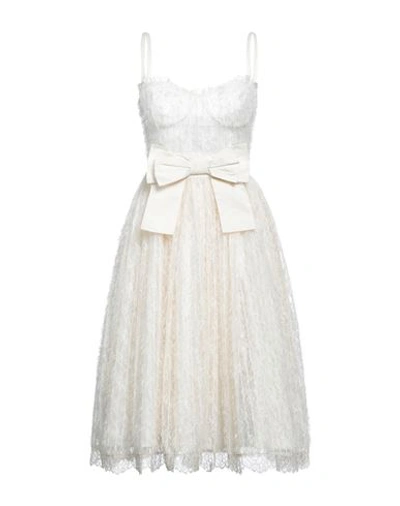 Shop Elisabetta Franchi Woman Midi Dress Cream Size 6 Polyester, Polyamide, Elastane In White