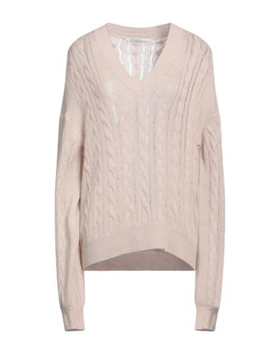 Shop Agnona Woman Sweater Blush Size 3xl Cashmere, Polyamide In Pink