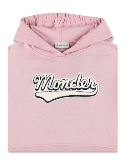 Shop Moncler Hoodie Fleece Logo In Rose